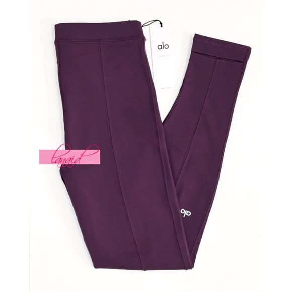Alo Airbrush High-Waist Enso Leggings Dark Plum Stirrups Hi-Rise Waist Tights L - Picture 11 of 16
